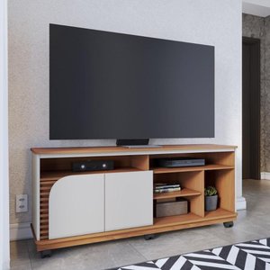 Rack Bancada 2 Portas com Rodízio Jurerê 1.5 Freijó Off White