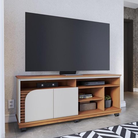 Rack Bancada 2 Portas com Rodízio Jurerê 1.5 Freijó Off White