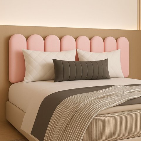 Cabeceira Queen Size Design Nuvem 45x20cm 8 Placas em Suede:rosa Bebe