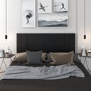 Ver imagem 2 de Cabeceira Para Cama Casal Tulipa 1,60 Estofada Suede Preto - Rede Móveis