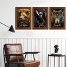 Trio Quadro Leão Águia Lobo Disciplina Foco Execução 40cm Ref02 - 2