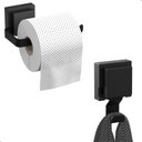Ver imagem 2 de Porta Papel Higiênico e Cabide Gancho com Ventosa Preto Max