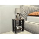 Ver imagem 2 de Mesa de Cabeceira Mesa de Apoio Mesa Auxiliar Mesa Lateral Preto com Amadeirado Escuro