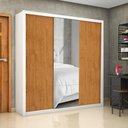 Ver imagem 1 de Guarda-Roupa Casal com Espelhos 3 Portas 4 Gavetas 186cm Multimóveis CR35570 Branco/Madeirado