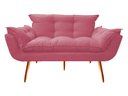Ver imagem 2 de Kit Namoradeira + 2 Poltronas + 1 Puff Decorativo Opala Suede Rosa Pés Madeira Mz Decor
