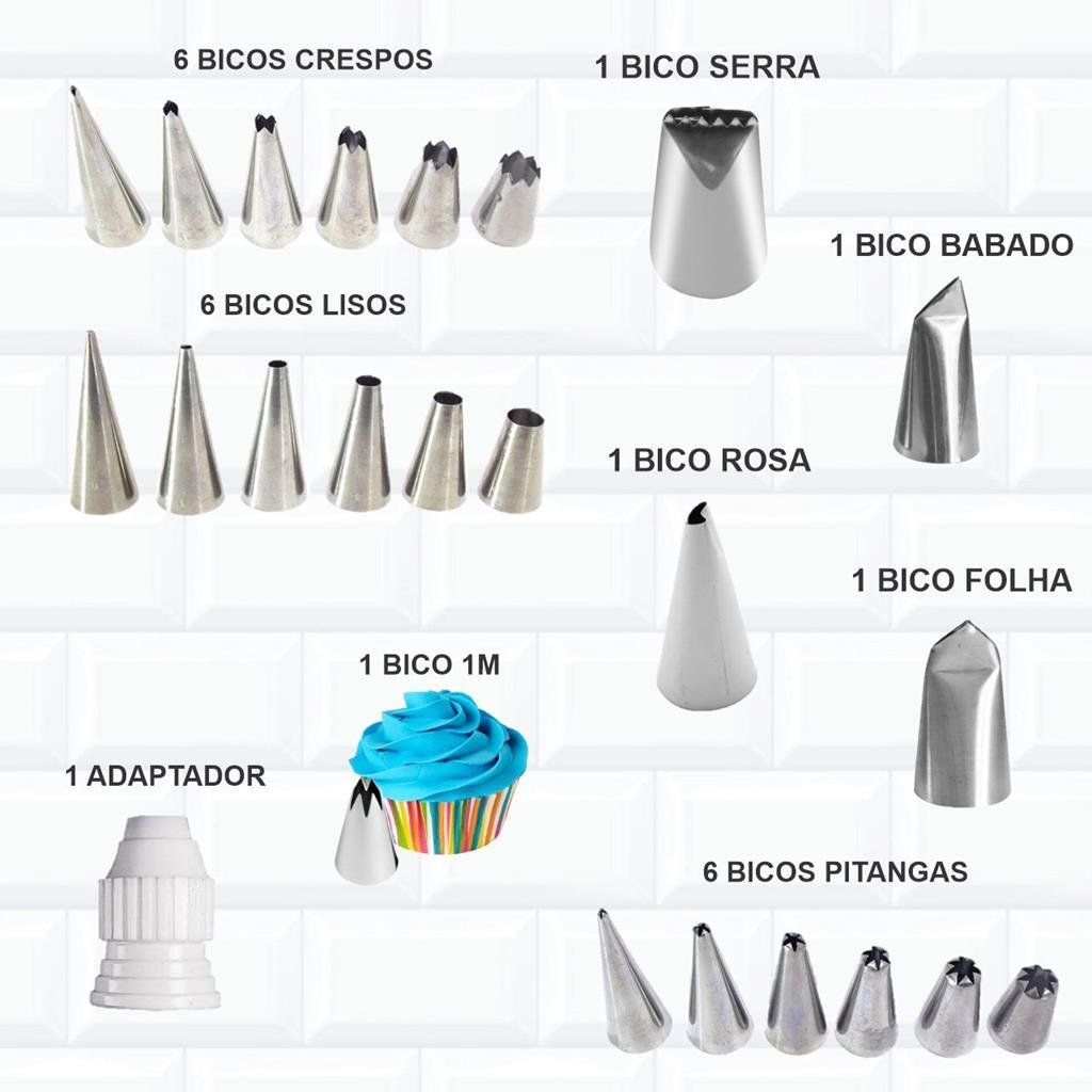 Kit Confeiteiro Completo Bicos De Confeitar 23 Un Adaptador ...