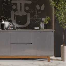 Buffet Flow 2 Portas Cinza - Ej Moveis - 2