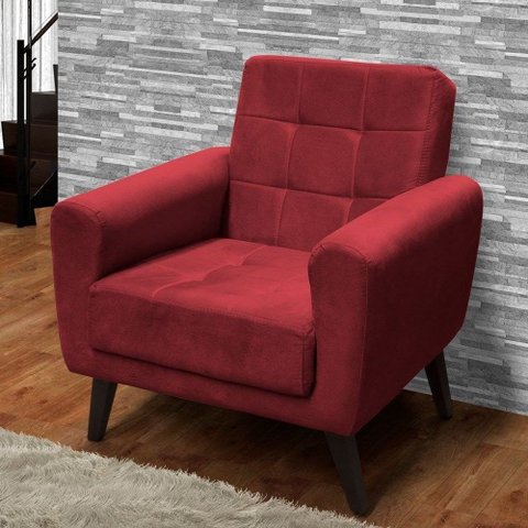 Poltrona Decorativa Lívia Suede Bordô E 432 - Matrix