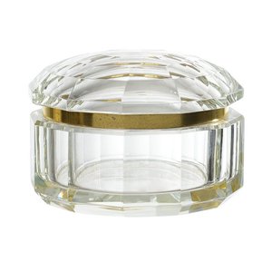 Caixa Decorativa Cristal Transparente e Dourado 8x10x10cm