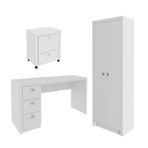 Conjunto para Escritório 3 Peças Branco Tecnomobili