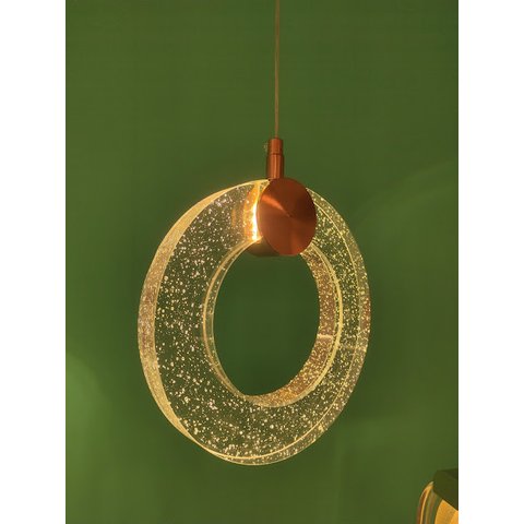 Pendente Aro de Cristal Rose Gold 20cm Led 6W 3000K Bivolt PARIS LUZ