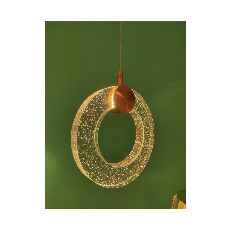 Pendente Aro de Cristal Rose Gold 20cm Led 6W 3000K Bivolt PARIS LUZ