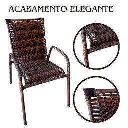 Kit 4 Cadeiras 1 Mesinha Area Externa Varanda Jardim Quintal Cor Amêndoa - 8