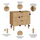 Ver imagem 4 de Cômoda Luara Hanover A10 3 Gavetas MDF-MDP Pé Madeira Mpozenato