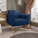 Ver imagem 2 de Poltrona Marisa Suede Azul Marinho Base X Industrial Dourado - D'Rossi