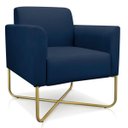 Ver imagem 1 de Poltrona Marisa Suede Azul Marinho Base X Industrial Dourado - D'Rossi