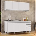 Ver imagem 2 de Armário Aéreo Nevada e Balcão Gabinete com Pia 160cm Arkansas Branco - Lumil