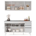 Ver imagem 3 de Armário Aéreo Nevada e Balcão Gabinete com Pia 160cm Arkansas Branco - Lumil
