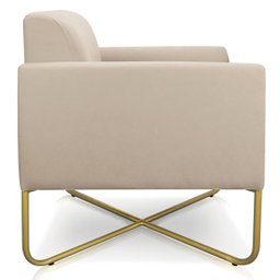 Kit 2 Poltronas Marisa Suede Bege Base X Industrial Dourado - D'rossi - 6