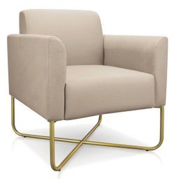 Kit 2 Poltronas Marisa Suede Bege Base X Industrial Dourado - D'rossi - 3