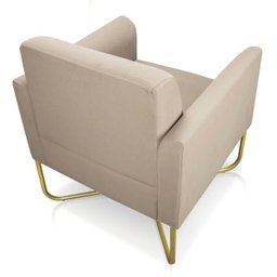 Kit 2 Poltronas Marisa Suede Bege Base X Industrial Dourado - D'rossi - 5