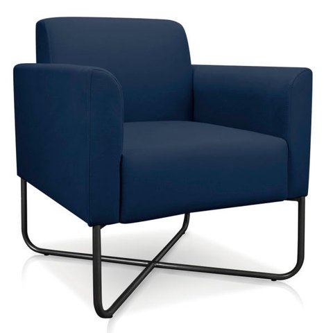 Poltrona Marisa Suede Azul Marinho Base X Industrial Preto - D'Rossi