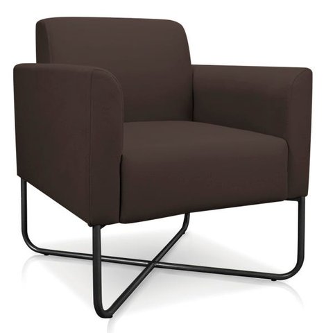 Poltrona Marisa Suede Marrom Base X Industrial Preto - D'Rossi