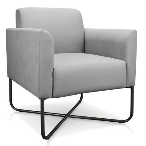 Poltrona Marisa Suede Cinza Base X Industrial Preto - D'Rossi