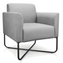 Ver imagem 1 de Poltrona Marisa Suede Cinza Base X Industrial Preto - D'Rossi