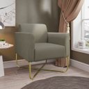 Ver imagem 2 de Kit 2 Poltronas Marisa Suede Marrom Rato Base X Industrial Dourado - D'Rossi