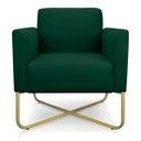 Ver imagem 4 de Kit 2 Poltronas Marisa Suede Verde Base X Industrial Dourado - D'Rossi