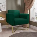 Ver imagem 2 de Kit 2 Poltronas Marisa Suede Verde Base X Industrial Dourado - D'Rossi