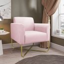 Ver imagem 2 de Kit 2 Poltronas Marisa Suede Rosa Bebê Base X Industrial Dourado - D'Rossi