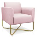 Ver imagem 3 de Kit 2 Poltronas Marisa Suede Rosa Bebê Base X Industrial Dourado - D'Rossi