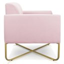 Ver imagem 6 de Kit 2 Poltronas Marisa Suede Rosa Bebê Base X Industrial Dourado - D'Rossi