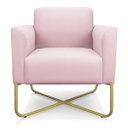 Ver imagem 4 de Kit 2 Poltronas Marisa Suede Rosa Bebê Base X Industrial Dourado - D'Rossi