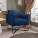 Ver imagem 2 de Kit 2 Poltronas Marisa Suede Azul Marinho Base X Industrial Preto - D'Rossi