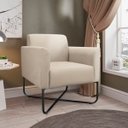 Ver imagem 2 de Kit 2 Poltronas Marisa Suede Bege Base X Industrial Preto - D'Rossi
