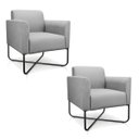 Ver imagem 1 de Kit 2 Poltronas Marisa Suede Cinza Base X Industrial Preto - D'Rossi