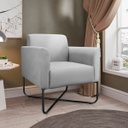 Ver imagem 2 de Kit 2 Poltronas Marisa Suede Cinza Base X Industrial Preto - D'Rossi