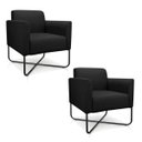Ver imagem 1 de Kit 2 Poltronas Marisa Suede Preto Base X Industrial Preto - D'Rossi