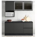 Ver imagem 1 de Jogo de Cozinha Modulada 178m com Balcão 120m FLEX  C/ Tampo MDP Etna - Grafite Poliman