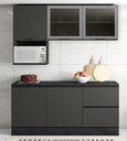 Ver imagem 1 de Jogo de Cozinha Modulada 178m com Balcão 120m FLEX C/ Tampo MDP Etna - Grafite Poliman