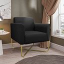 Ver imagem 2 de Poltrona Marisa Suede Preto Base X Industrial Dourado - D'Rossi