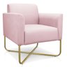 Poltrona Marisa Suede Rosa Bebê Base X Industrial Dourado - D'Rossi - 1