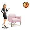 Poltrona Marisa Suede Rosa Bebê Base X Industrial Dourado - D'Rossi - 6