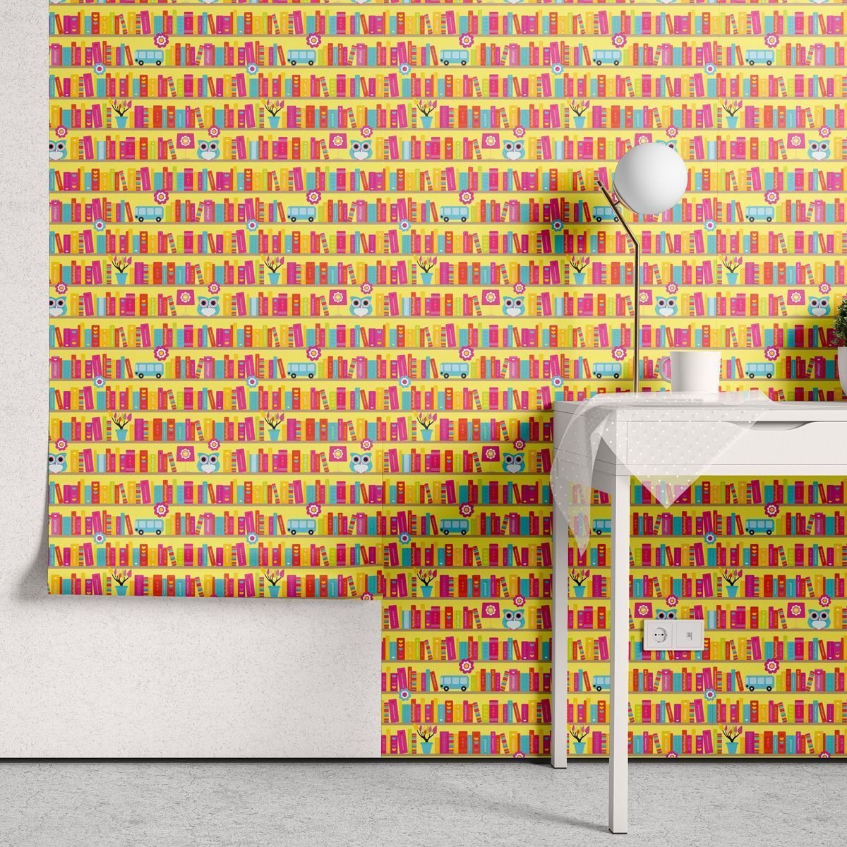 Papel de Parede Adesivo Menino Biblioteca Feliz - 2