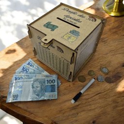 Cofre Guardar Woodbox Desafio 30 Mil Junte Dinheiro Natural - 1
