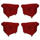 Ver imagem 1 de Kit 4 Poltronas Chesterfield Luiz Xv - Suede Vermelho / Decoração, recepção , barbearia, sala tv est