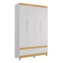 Ver imagem 3 de Guarda-Roupa Roupeiro Solteiro Romeu 4 portas 2 Gavetas Branco - Rede Móveis